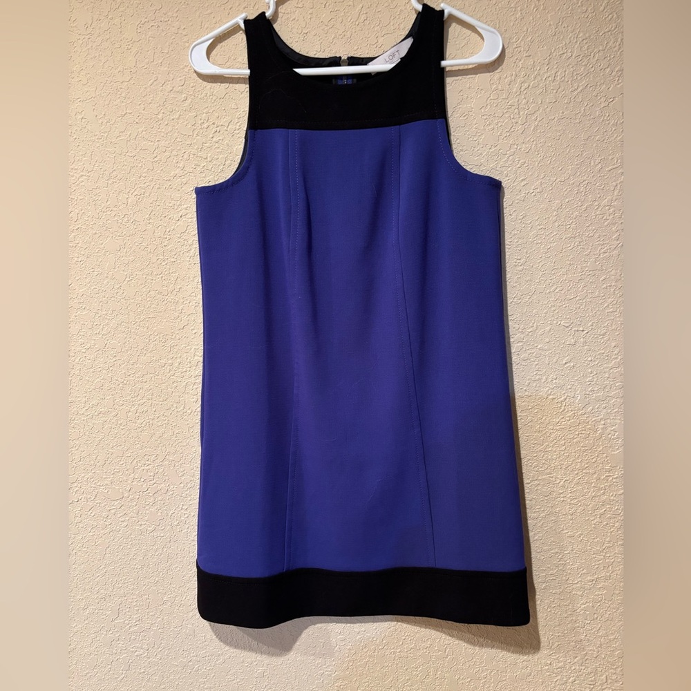 LOFT Black and Blue Sleeveless Dress